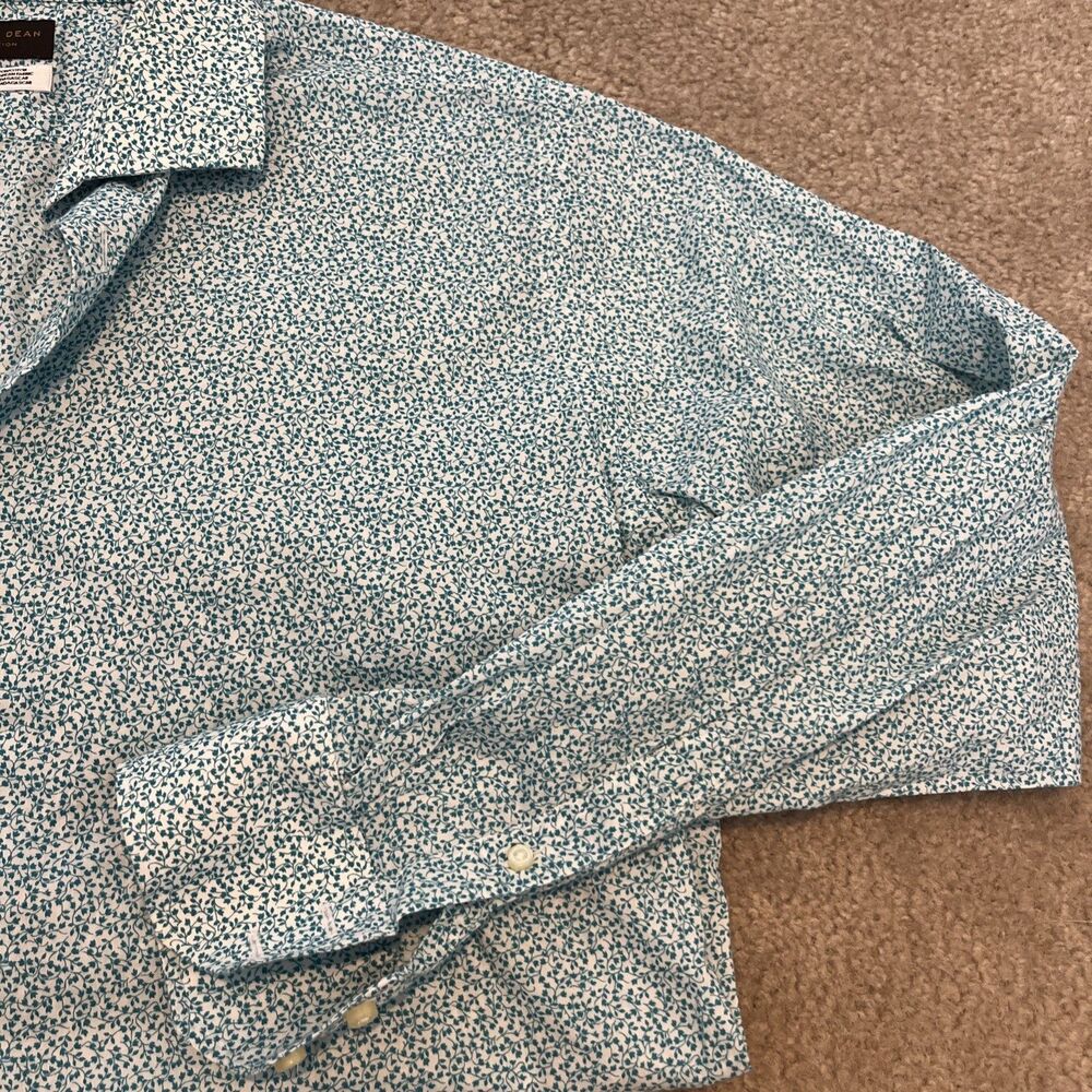 Thomas Dean Men's Teal Floral Button-Down Shirt - Picture 3 of 8